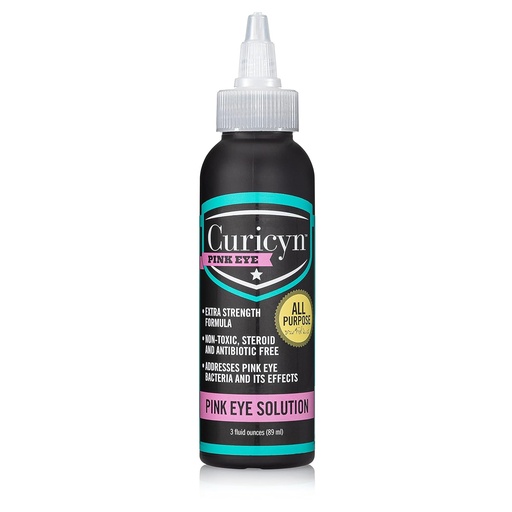 [BRSWGA35AUPG2DTL] Curicyn Pink Eye Solution (3 oz), Dog Eye Drops, Conjunctivitis Eye Drops for Dogs, Cats, Livestock and Horses, Dog Eye Wash with Purified Anolyte, Safe and Soothing Dog Eye Drops for Infection