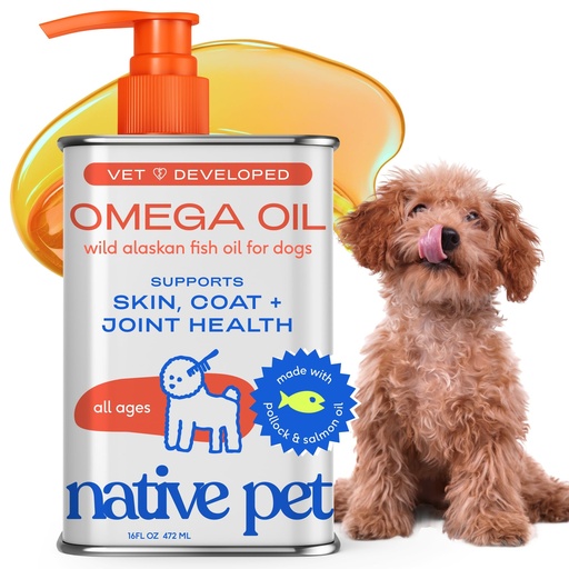 [BRSWYAACOIMWGYLZ] Native Pet Omega 3 Fish Oil for Dogs & Cats – Wild Alaskan Salmon Oil for Dogs Skin and Coat, Supports Joints, Heart & Shedding – Fast-Absorbing Omega 3 6 9 Liquid Supplement – 16oz
