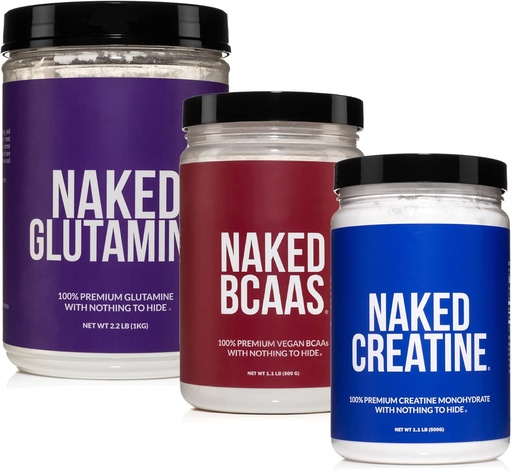 [BRSRMALRBN4AKFAV] NAKED Muscle Growth and Recovery Bundle: Pure Glutamine, Creatine, and Unflavored BCAAs