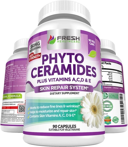 [BRSWKZILAIFACF34] Phytoceramides - 3 ay təhlükəsizliyi - Plus Skin Vitamin A,C,D və E Skin Repair & Rejuvenation üçün Anti Aging Powerhouse - Fresh Healthcare tərəfindən və Wrinkles üçün Anti Aging Powerhouse