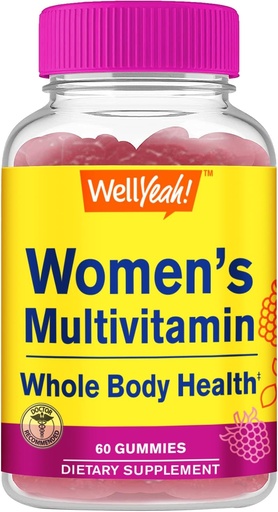 [BRSROCAZAQFREFY7] Womens Multivitamin Gummy - Συνολική υγεία και ευεξία - Πολυβιταμίνη για γυναίκες με βιοτίνη (3.000 mcg), ψευδάργυρος, βιταμίνες Β και φολικό οξύ - Γυναίκες Πολυβιταμίνες Gummy - Βατόμουρο Γεύση - 60 Count