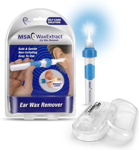 [BRSW2HQBOUMB6ALK] Wax Extract Ear Wax Remover w/ 2 Flexible Tips, LED Light, & Cleaning Brush | Safe, Effective Ear Wax Vibration & Vacuum to Gently Remove Wax Buildup | Premium Ear Suction Vacuum for Adults & Kids