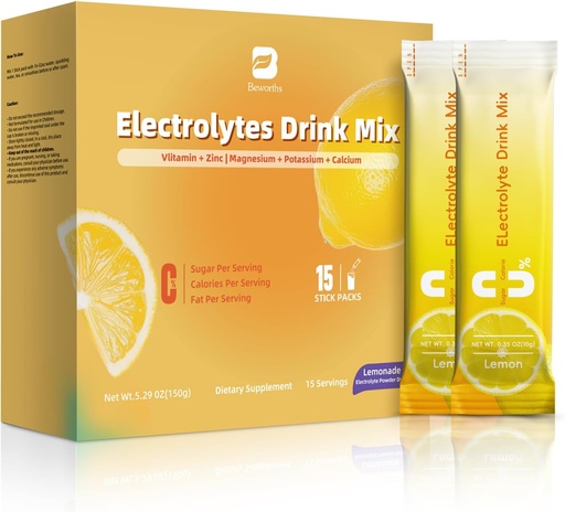 [BRSRAHQ6OR4GGEL5] Electrolyte Powder Recovery Drink Mix | Sugar-Free Electrolyte Powder Packets Supplement with Potassium Zinc & Magnesium for Hydration - Keto Electrolytes, Non-GMO & Sugar-Free - 15 Stick