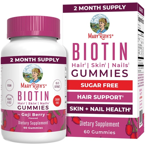 [BRSWGA37AEPWOYD3] MaryRuth Organics Biotin Gummies | Sugar Free | Vegan | Non-GMO | 2,500 mcg Biotin Supplement | Hair Skin and Nails Vitamins | Hair Growth Vitamins | Hair Growth Supplement | 60 Count