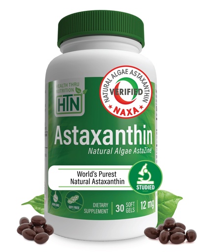 [BRSWGHAHDIHB6YDV] Health Thru Nutrition Astaxanthin Triple Strength 12mg Supplement 30 Softgels | AstaZine from Algae Organically Grown in Pristine Himalayan Water | Skin and Vision Support