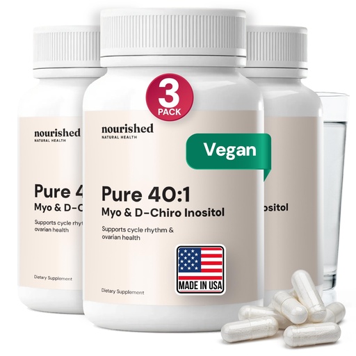 [BRSROBDROUDR63QV] Nourished 40:1 Myo-inositol & D-Chiro Inositol Supplement for Women with Fertility, Skin Health, or Menstrual Cycle Symptoms - Hormone Balance for Women - 360 Capsules