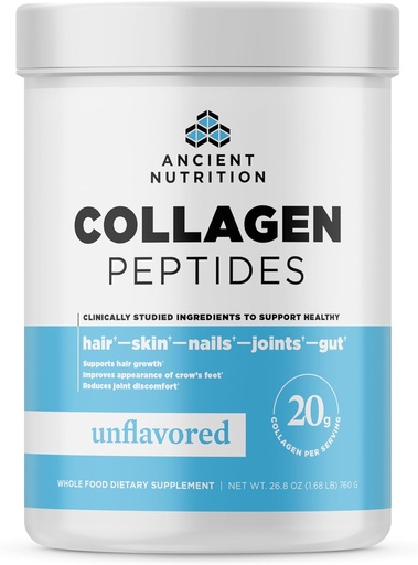 [BRSW2GQPOEPRGDT2] Gamle Ernæring kollagen peptider, collagen peptider pulver, ikke-slavored Hydrolysert kollagen, støtter sunn hud, ledd, gut, keto og paleo vennlig, 38 serveringer, 20g collagen per servering