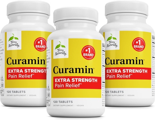 [BRSWKFDQBEDBQDTC] Terry Curamin Extra Styrke - Curcumin & Boswellia for sunn sirkulasjonsstøtte - Turmerisk Supplement til støtte ledd, muskel helse og endorfin produksjon - 120 tabletter (pakke av 3)