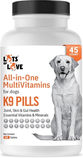 [BRSRA2QZC4MQO2T2] K9 Pills - Multivitamin for Dogs - Dog Supplement & Vitamin for Small, Medium & Large Dogs (45 Count)