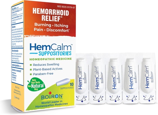 [BRSWGCYQDIIQ22TP] Boiron HemCalm Suppositories for Hemorrhoid Relief of Pain, Itching, Swelling or Discomfort - 10 Count
