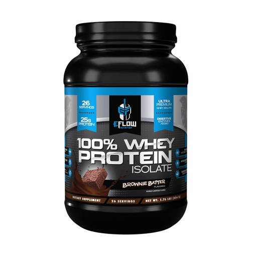 [BRSWGCYHOZYGKYDU] eFlow Nutrition 100% Whey Protein Isolate - Gluten & Lactose-Free Digestive Enzymes Added, Low Carb, Post Workout Shake, Fast Digesting for Optimal Muscle Recovery - Brownie Batter (26 Servings)