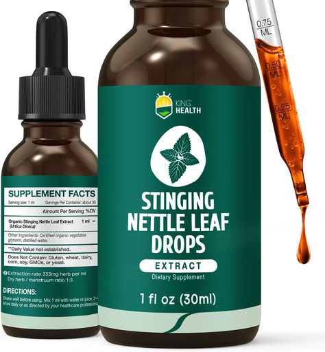 [BRSRM2Q5PIOWY3AY] Stinging Nettle Tincture, Organic Nettle Leaf Extract Liquid, 98% Absorption, Vegan, Non-GMO, Gluten Free, Alcohol Free- 1 Fl Oz