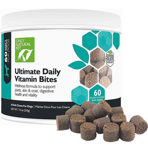 [BRSWIATYBZ7Q4ED6] Only Natural Pet Ultimate Daily Vitamins - Complete Multivitamin Supplement for Dogs Balanced Health & Vitality - Senior Small & Large Canine Food Immune Digestive Support -60 Soft Chews (Pack of 1)