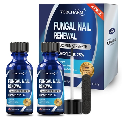 [BRSROFAEO57WCADG] Toenail Fungus Treatment Extra Strength with 25% Undecylenic Acid & Tea Tree Oil, Nail Fungus Treatment for Toenail & Fingernails, Antifungal Nail Treatment for Damaged Nails and Thick Toenails- 2Pcs