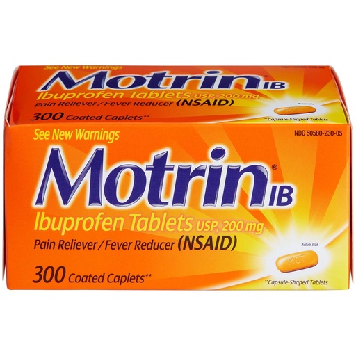 [BRSWIGAIB56Q4HY3] Motrin Ib Ibuprofen Tablets Pain Fever Reliever: 300 Coated Caplets