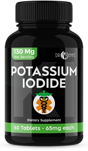 [BRSROYA2DMBBMCIZ] Potassium Iodide Pills Tablets - 1-Pack 130mg Servings Total of 60 Tablets- Dr Emys Potassium Iodide Tablets