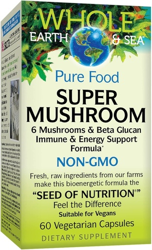 [BRSWICYPOF5RUETI] Whole Earth & Sea from Natural Factors, Super Mushroom, Whole Food Supplement, Vegan, 60 vegetarian capsules (60 servings)