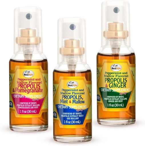 [BRSRAYIDOUIBECLB] Beelife Propolis Throat Spray – Bee Propolis Spray for Natural Immune Support & Sore Throat Relief – Rich in Antioxidants, Flavonoids & Artepillin C,No Sugar, Gluten-Free -3-Pack, 90ml (Assorted)
