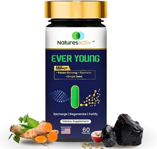 [BRSRAGTYDMDWEYL4] EG Capsules – All Natural Shilajit, Turmeric - Curcumin, Panax Ginseng & Grape Seed Extract with Bioenhancer