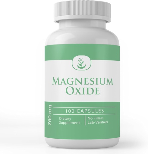 [BRSWGAY3DMCWKYLZ] Чистий оригінальні інгредієнти Magnesium Oxide, (100 капсули) Завжди Pure, Ні добавки або наповнювачі, Lab Verified