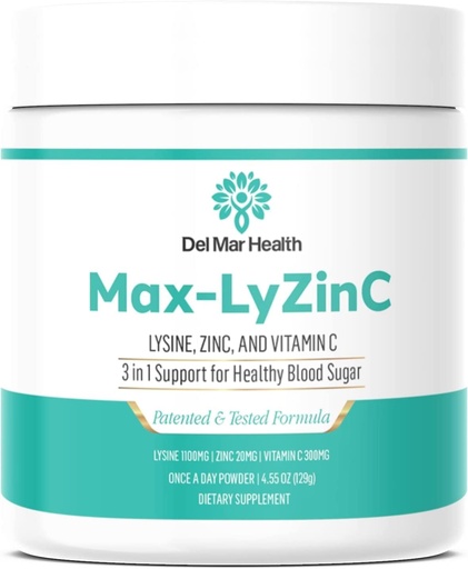 [BRSRMHY7OAIBQA3U] Max-LyZinC ... L-Lysiini 1100 mg + sinkki 6 mg + C-vitamiini 100 mg - 3-in-1 täydentää verensokerin ylläpitämiseen Jo terveellä alueella - yhden pallon per päivä jauhe