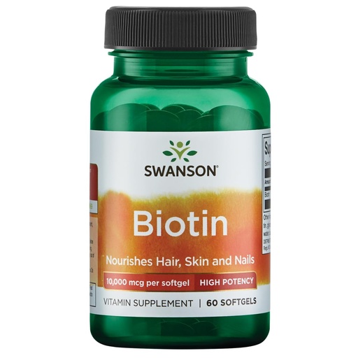 [BRSWKHQROIGA4C3E] Swanson Super Strength Biotin Vitamin 10000 mcg 60 Sgels