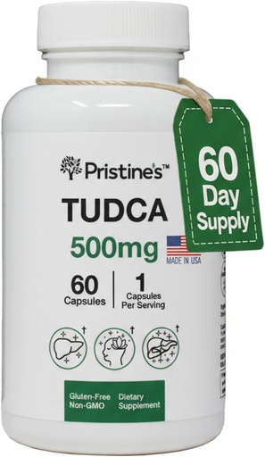[BRSRAEADCINQAHL6] PRISTINE'S Tudca 500MG Leverondersteuning & gezuiverde bilzout supplement Capsules - 60 dagen levering - galblaas leverorgaan & spijsvertering Detox en reiniging ondersteuning supplement - glutenvrij non-GMO