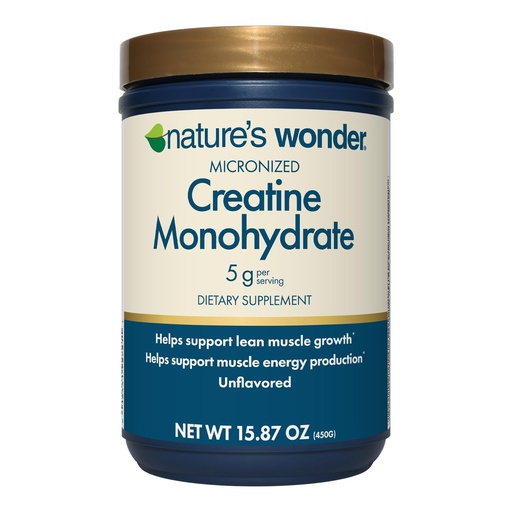 [BRSRAGABBBYQIYI7] Nature's Wonder Micronized Creatine Monohydrate Powder 5g, Muscle Health, Muscle Energy Production, No Lactose, 5g of Micronized creatine Powder per Serving, 450G, 90 Servings