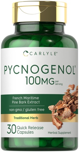 [BRSRMHAHCUCRE3D6] Carlyle Pycnogenol 100mg | 30 Capsules | French Maritime Pine Bark Extract | Pinus Pinaster | Non-GMO and Gluten Free Supplement