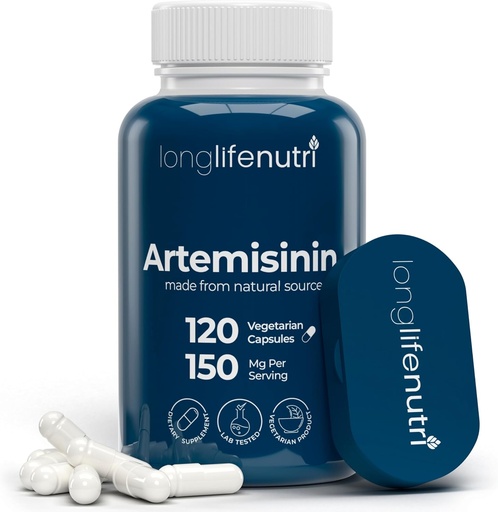 [BRSWGAD6CAMRQE3A] LongLifeNutri Artemisinin 150mg - Sweet Wormwood, 120 Vegetarian Capsules, Daily Detox üçün Organic Artemisia Annua Supplement, 4-Months Supply, GMP Sertifikalı, ABŞ-da Yapıldı