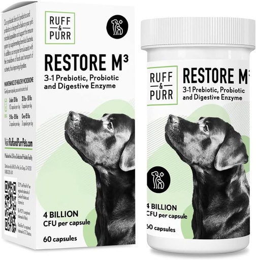 [BRSWYHATAB5R4HQV] Ruff & Purr Probiotics for Dogs – 3-in-1 Probiotics, Prebiotics and Digestive Enzymes for Gut Health, Immune Support, Healthy Skin and Coat – Clinically Studied DE111 & PreforPro