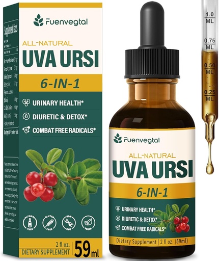 [BRSRA235OIBRS2QU] Uva Ursi Bearberry Natural Diuretic Drops, Urinary Health & Kidney Cleanse Detox Herbal Supplement Support UTI & Water Away, Extract W/Dandelion Root Cranberry, Alcohol-Free Tincture.2oz