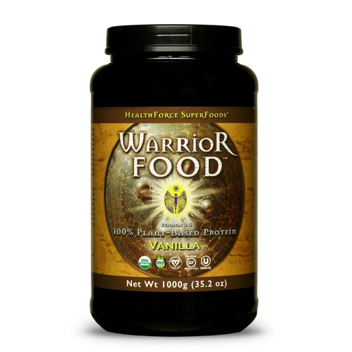 [BRSWI2T6DMGBCH3I] HealthForce SuperFoods Warrior Food - 1000 grams, Vanilla Flavor - All Natural Plant Based Protein Powder - Organic, Non GMO, Vegan, Gluten Free - 50 Servings