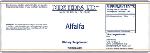[BRSWYHYLPJ6RMDY7] Pure Herbs, Ltd. κάψουλες Alfalfa