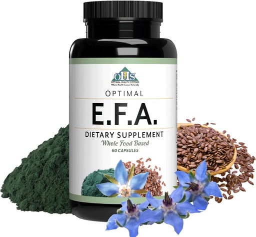 [BRSRAFL2CQJQAADF] Optimal Health Systems EFA | 1,000 mg from Borage, Flaxseed, and Algae Oil | Safer, Plant-Based Blend | Essential Fatty Acid Supplement | 60 Capsules