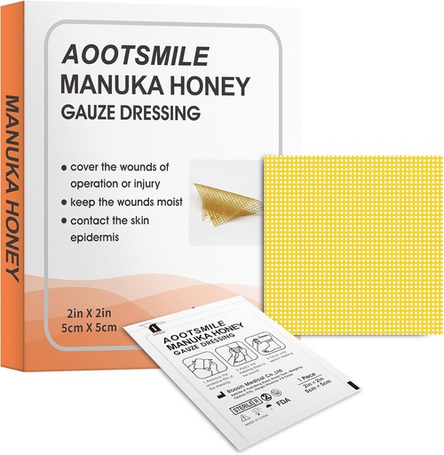 [BRSROFIHOQNR6FYU] Manuka Honey Wound Care - Honey Wound Dressing 2" x 2" Honey Medical Bandage Wound Care Patch for Minor Abrasions, Cuts, Lacerations, Scald and Burns for Wound Healing,10 Pcs