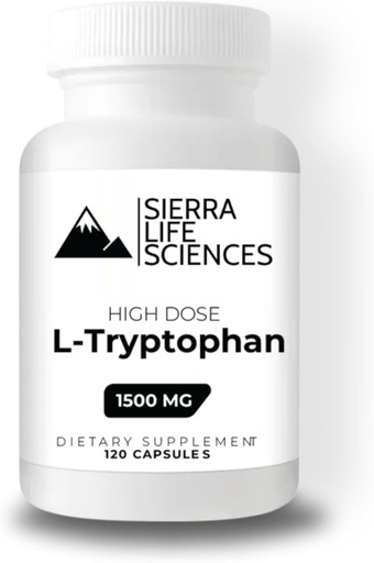[BRSROBAHOJ4AEF35] 1500mg High Dose L-Tryptophan Max in Easy-to-Swallow Capsules | Gluten-Free, Non-GMO | 40 Servings (Single)
