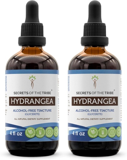 [BRSWGZQZAUCRMHY4] Secrets of the Tribe Hydrangea Tincture Alcohol-Free Liquid Extract, Hydrangea (Hydrangea arborescens) Dried Root (2x4 FL OZ)