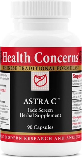 [BRSW2FL4A4IGO3DH] Preocupações de saúde Astra C – Suporte imunológico, Prevenção fria e fórmula antioxidante – Vitamina C, Zinco, Astragalus, Atractylodes, Rose HIPS & Acerola – Suplemento natural de ervas chinesa – 90 Cápsulas