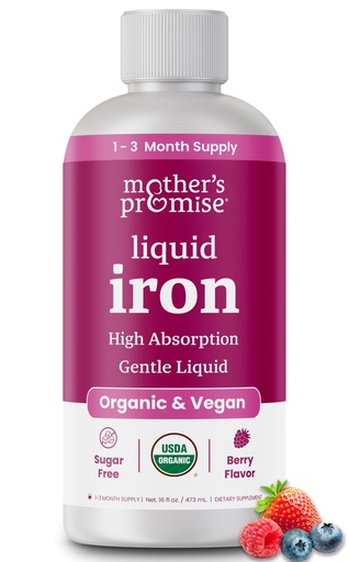 [BRSRAYATOR5RAE3V] Organic Liquid Iron Supplement for Women, Men & Kids with Vitamin C | Sugar Free Natural Berry Flavor Non Constipating Vegan Ferrochel® Iron Supplements for Healthy Blood, Prenatal & Postnatal