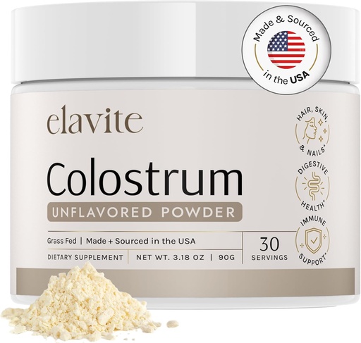 [BRSRAGD4DEMGGETU] Bovine Colostrum Powder (Unflavored) Grass Fed Colostrum Supplemento per Gut Health, Supporto Immune Capelli sani, Pelle & Nails - 30 Serve