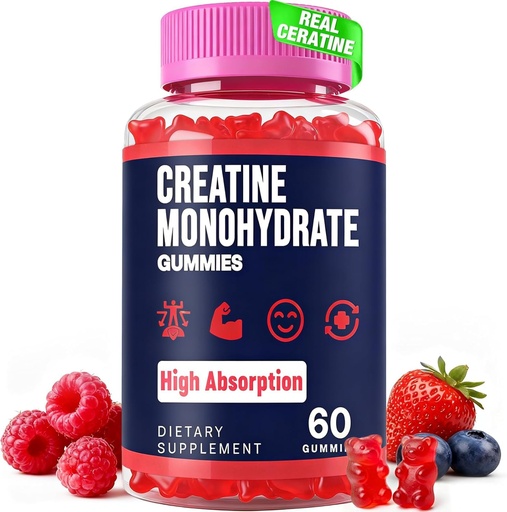 [BRSROCY6CIIQIAI3] Creatine Monohydrate Gummies for Women & Men, Taurine & B6, Chewable Creatina Pre Workout Gummies for Max Strength & Muscle Growth, Energy, Endurance, Creatine for Men & Women - 1 Bottle
