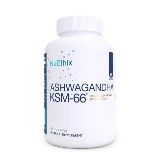 [BRSRA2YYDEMQMETP] NuEthix Formulations Ashwagandha KSM 66, 500mg of KSM-66 Root Extract, Mood, Stress, & Cognitive Support, BioPerine Black Pepper Extract, Gluten Free, Vegetarian, Non-GMO, & Dairy Free, 60 Servings