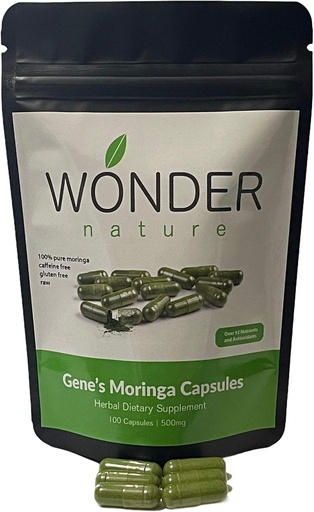 [BRSWGHDQOR7B4H3J] Gene 's Moringa Fine Green Powder 100 Veg. Kapsułki, wysoki potencjał, Energy Focus i Alert, Zwiększyć system immunologiczny