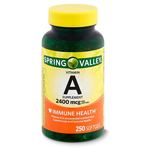 [BRSW2CAYOVYGMDQY] Spring Valley Vitamin A Supplement 2400 mcg- 250 Softgels Pack of 2