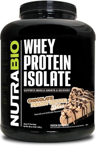 [BRSWYZT3CAORGFDP] NutraBio 100% Whey Protein Isolate Protein Powder, 25g Protein with Complete Amino Acid Profile, Non-GMO, Soy & Gluten Free, Low Carb, Low Calorie Whey Protein Powder, Chocolate Peanut Butter, 5 Lbs