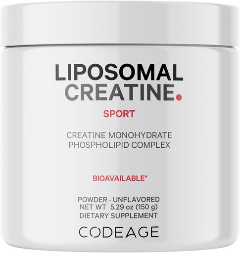 [BRSROZYYO4FAE3A6] Codeage Liposomal Creatine Powder Supplement, Pure Creatine Monohydrate 5000mg, Preworkout & Post workouts - Άγευστη Creatine, Micronized Creatine Powder - Creatine for Sports - 30 Servings
