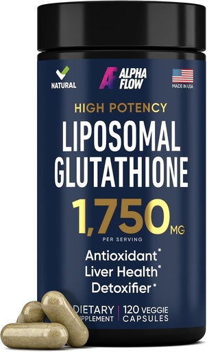 [BRSROGIDO4PBMAL5] Liposomal Glutathione Supplement 1000MG + 750MG- Glutathione Liposomal with VIT C + Phospholipid Antioxidant Complex - Liver Detox and Immune Support Supplement - 120 Caps - Powder&Liquid Alternative