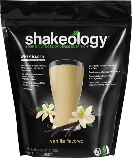 [BRSRMGINBZ7B4C3K] Shakeology Whey Protein Powder Blend - Gluten Free, Superfood Protein Skaka med vitaminer och mineraler - Hjälper till att stödja hälsosam viktminskning, Lean Muscle Support, Gut Health - Vanilla, 30 portioner