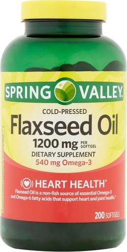 [BRSWKYTRB4OW2DD2] Spring Valley - Flaxseed Oil 1200 mg, 200 Softgels